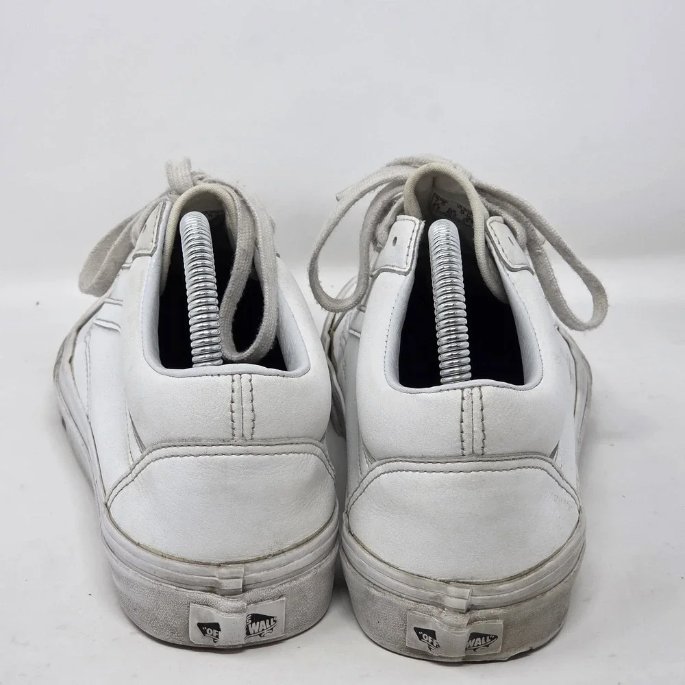 Vans Old Skool White Leather Shoes‎  - Women's 9 Men's 7.5 Low Top